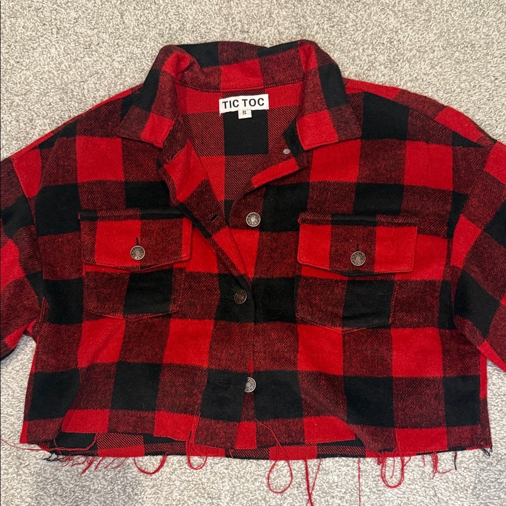 Red and black cropped jacket - Picture 3 of 4